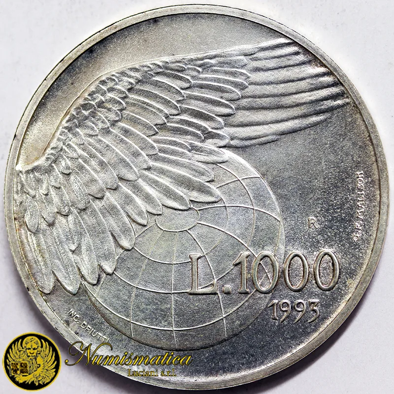 SAN MARINO 1000 LIRE 1993 EGIDA DI PACE Argento §481