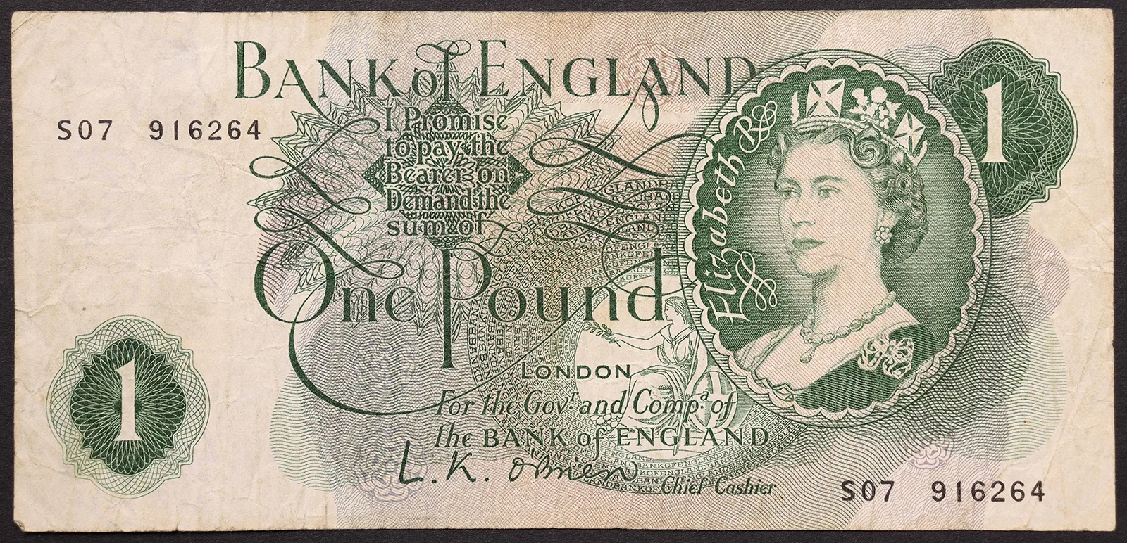 GRAN BRETAGNA 1 Pound 1960-1961 Pick#37a #B858