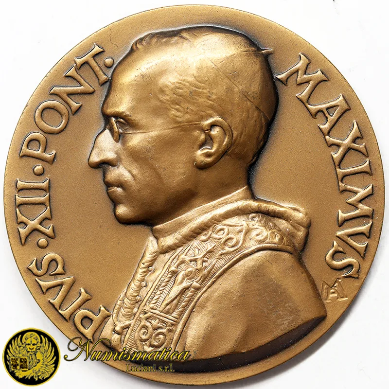 Medaglia PIO XII Pontifex Maximus XX Secolo Opus M.A. Lorioli Ø 50 mm Bronzo 60,60 gr §M60