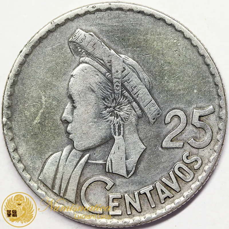 Guatemala 25 Centavos 1961 argento #4998