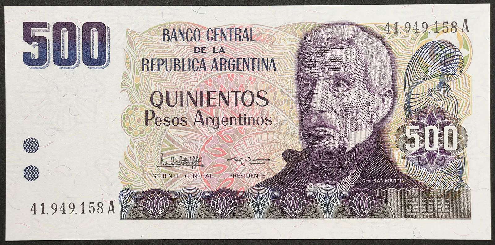 ARGENTINA 500 Pesos 1984 FDS Pick#316a #B1128