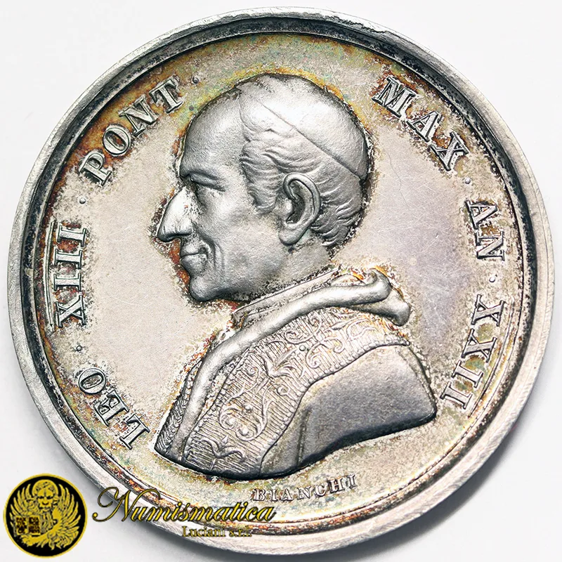 Medaglia LEONE XIII Anno XXII Ø 30 mm Argento 11,20 gr §M207