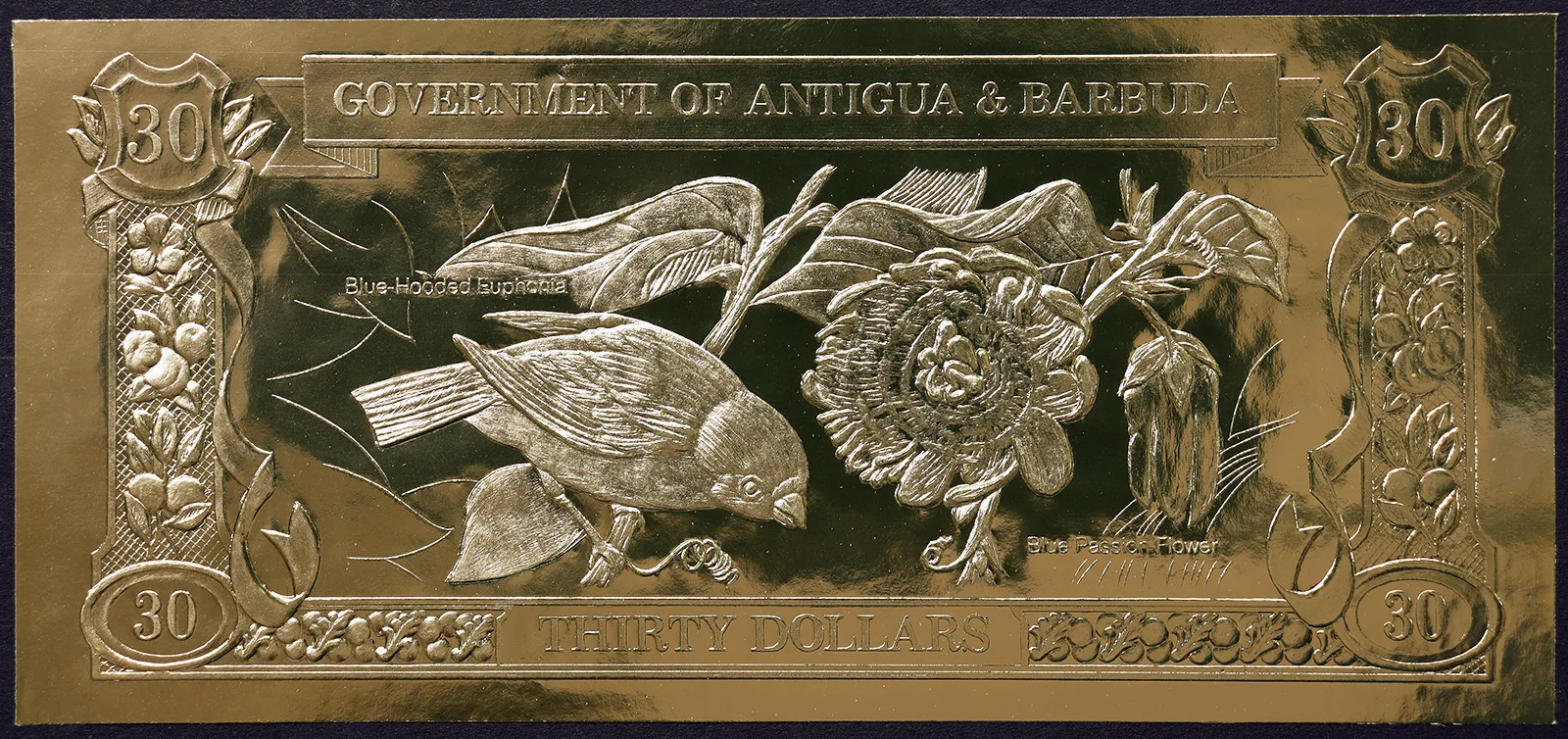 ANTIGUA e BARBUDA 30 Dollari 1981 FDS Blue-Hooded Eufonia #B1135