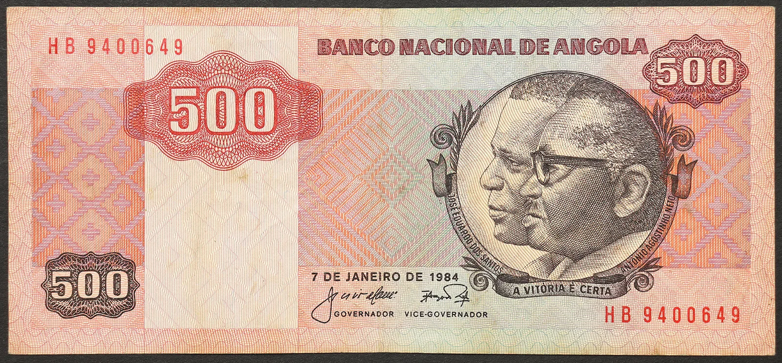 ANGOLA 500 Kwanzas 1984 BB Pick#120a #B1138