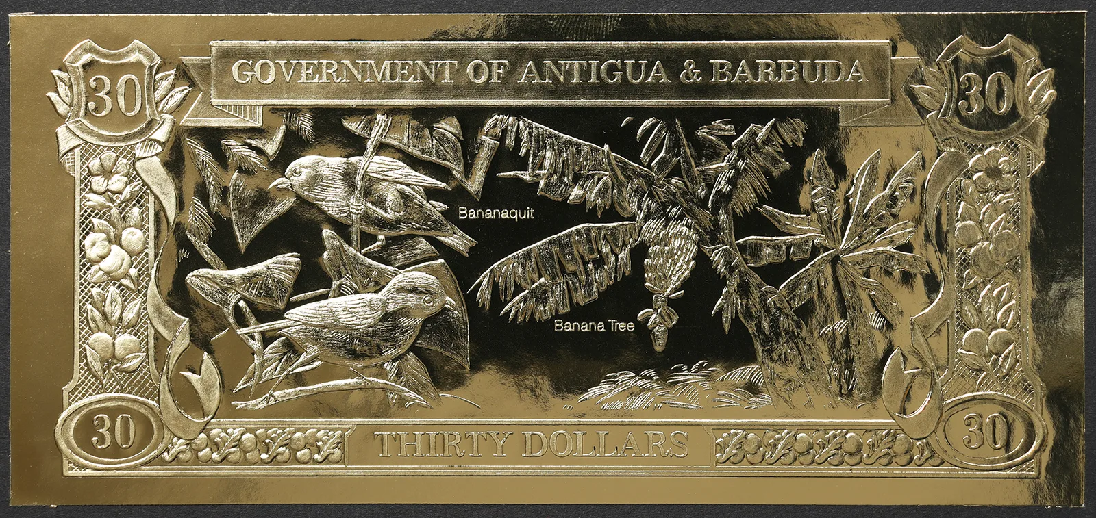 ANTIGUA e BARBUDA 30 Dollari 1981 FDS in lamina d’oro #B1193