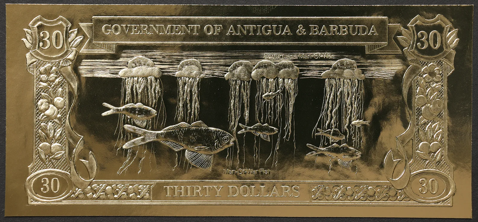 Antigua e Barbuda 30 Dollari 1985 Portuguese Man War #B1279