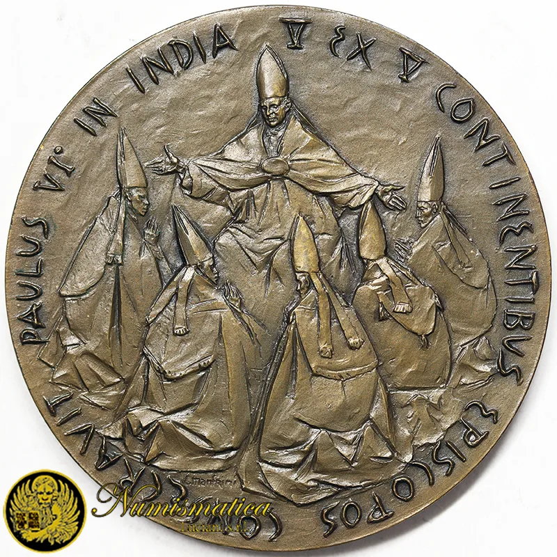 Medaglia Straordinaria 1964 PAOLO VI 1963-78 Viaggio in India Ø 44 mm Bronzo 35,12 gr §M331