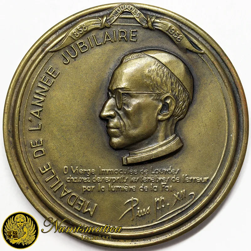 Medaglia Pio XI 1958 Centenario Lourdes Ø 50 mm Bronzo 59,44 gr §M339