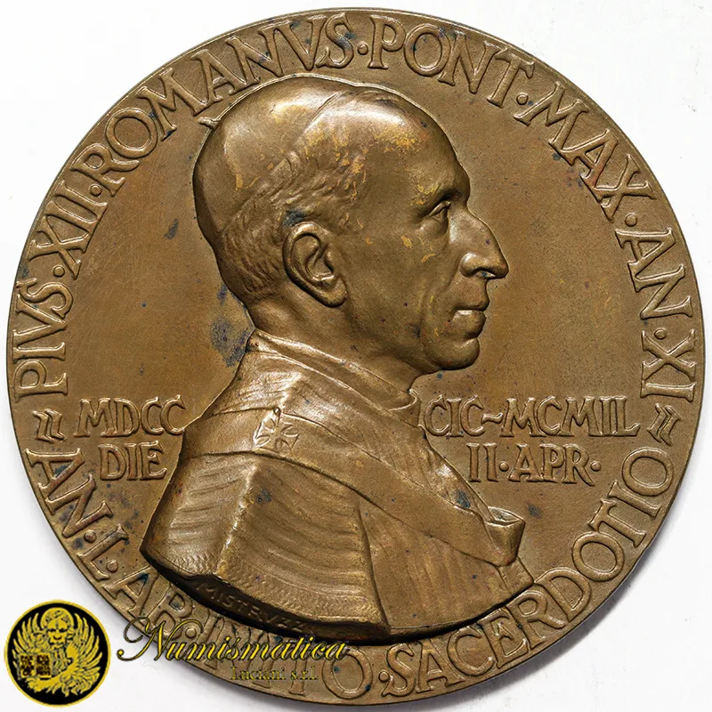 Medaglia straordinaria PIO XII 1949 An. XI Salus Populi Romani opus Mistruzzi Zecca Ø 60 mm Bronzo 76,45 gr §M275