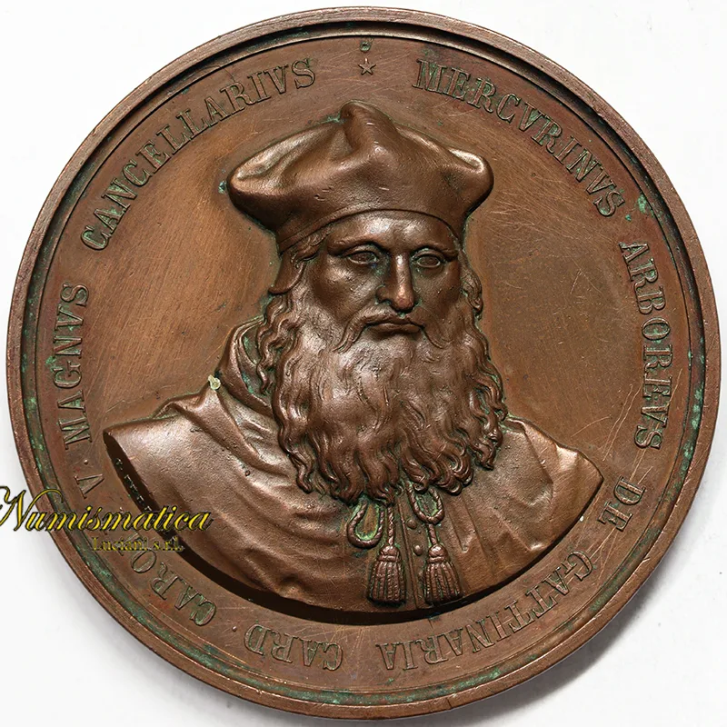 Medaglia Cardinale MERCURINO ARBORIO DI GATTINARA 1845 Bronzo §M302