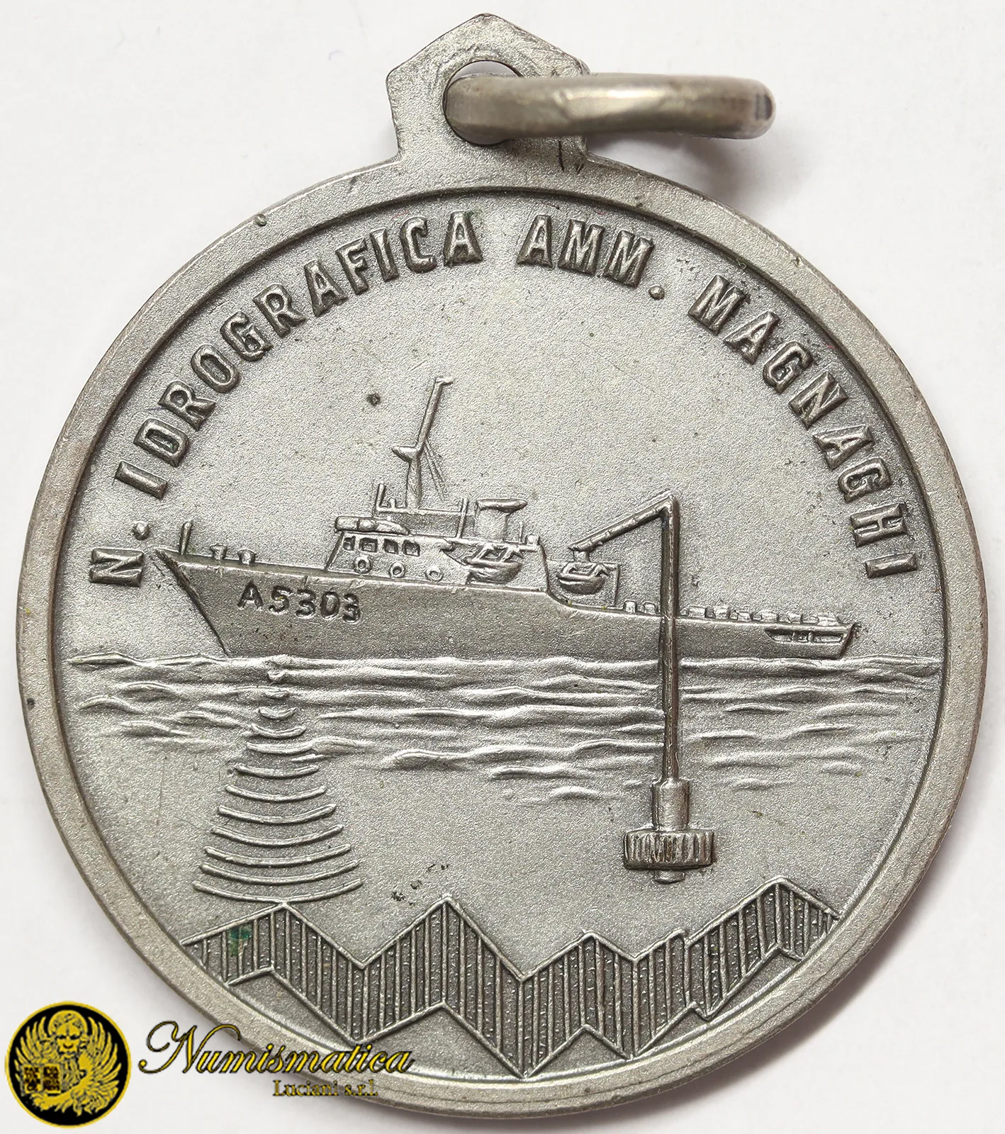 Medaglia Nave Idrografica Ammiraglio Magnaghi metallo bianco #MD706