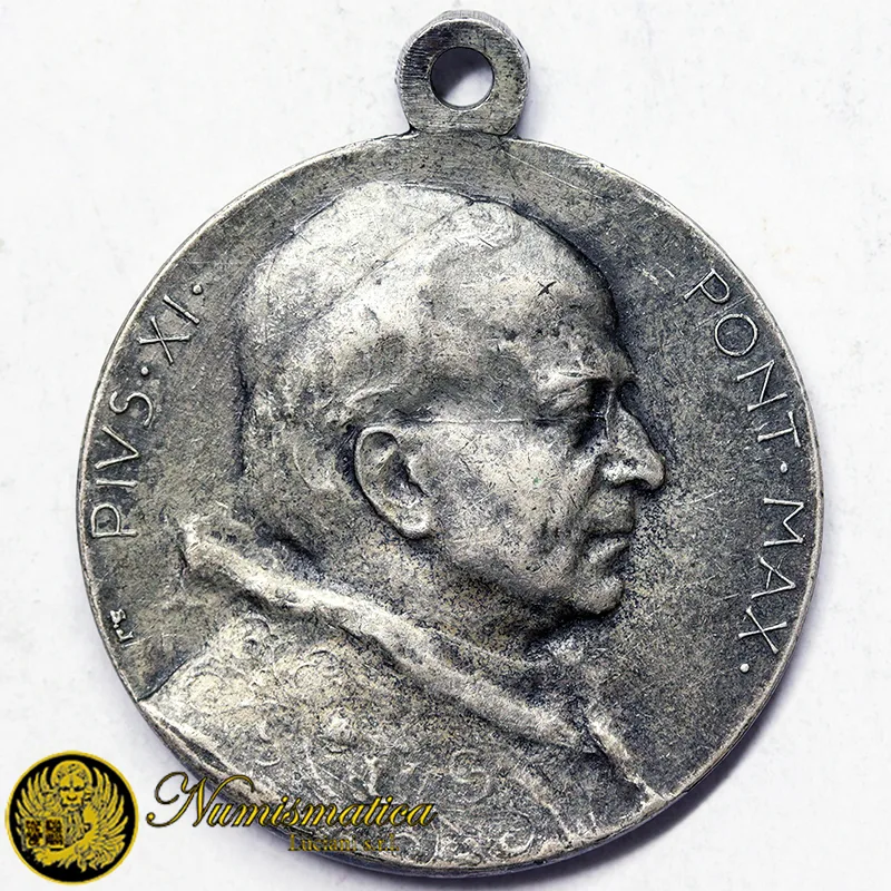 MEDAGLIA VOTIVA PIO XI Anno Giubileo 1933-34 Ø 26 mm Metallo bianco 8,80 gr #MD735