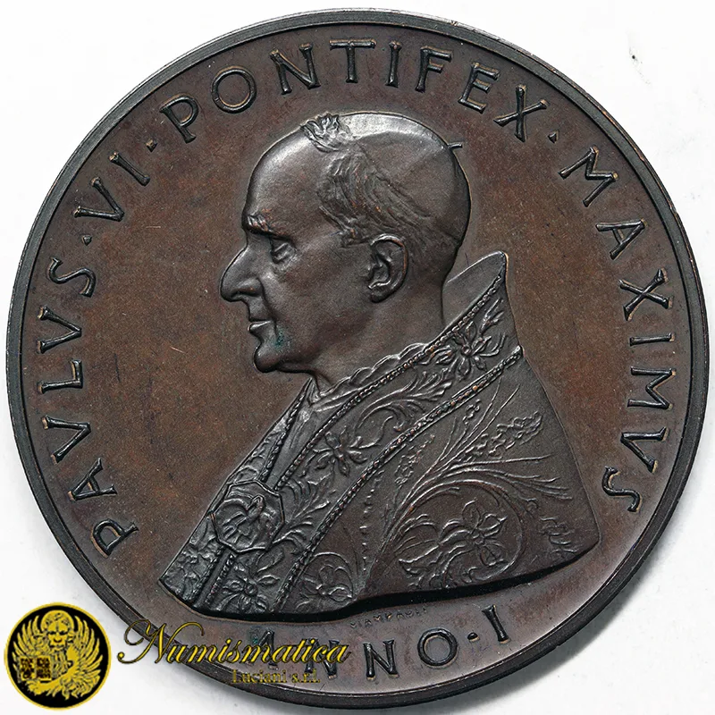 MEDAGLIA VOTIVA PAOLO VI 1963 Anno I opus Giampaoli Ø 44 mm Bronzo 32,70 gr #MD1282