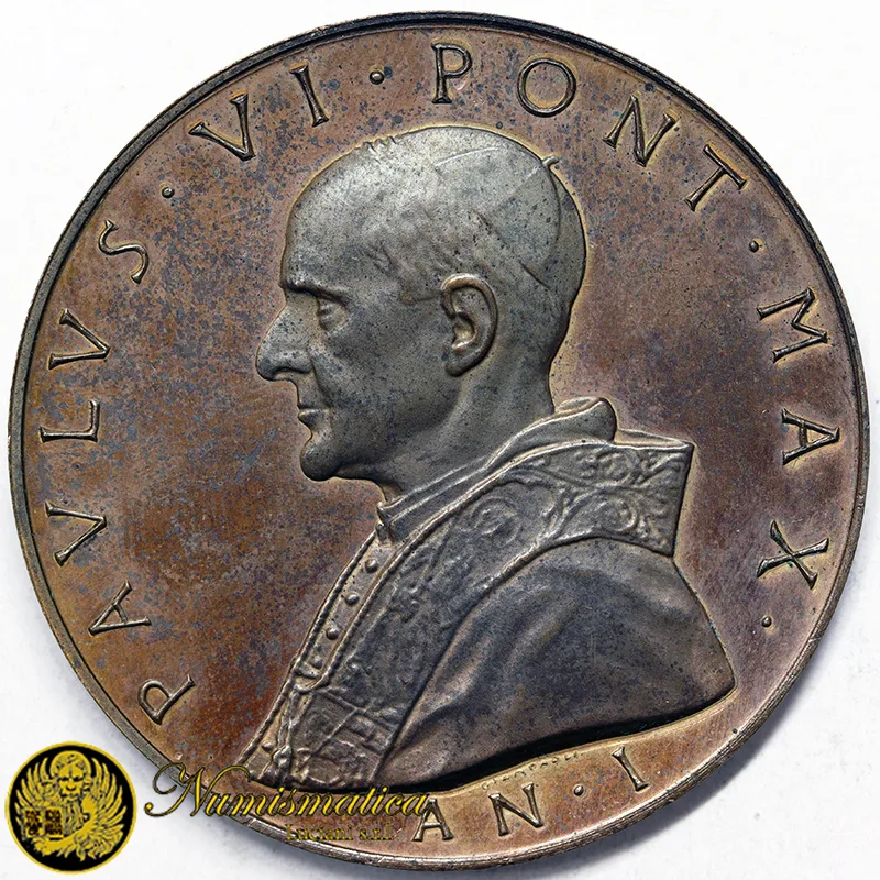 MEDAGLIA straordinaria PAOLO VI 1963 Anno I Ø 44 mm Bronzo 29,40 gr #MD1288