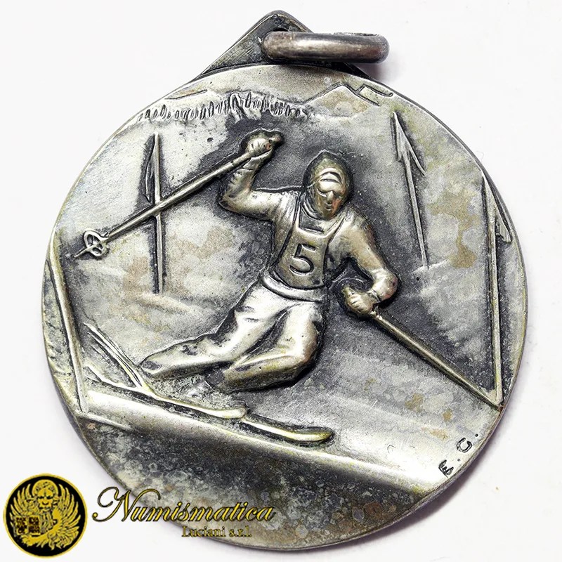 MEDAGLIA Sport GARA DI SCI CANAZEI DOLOMITI Argento 800 16,00 gr #MD1296