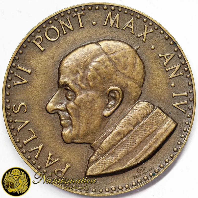 Medaglia Paolo VI Anno IV opus Minguzzi Ø 44 mm Bronzo 37,50 gr #MD1402