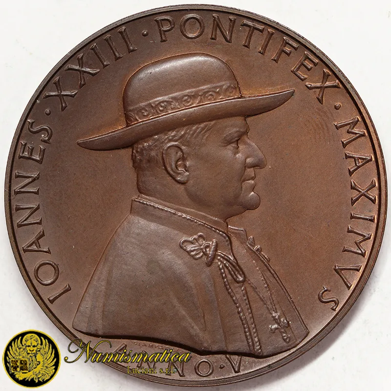 Medaglia Papa Giovanni XXIII° Anno V° Opus Giampaoli Ø 44 mm Bronzo 33,15 gr #MD1426