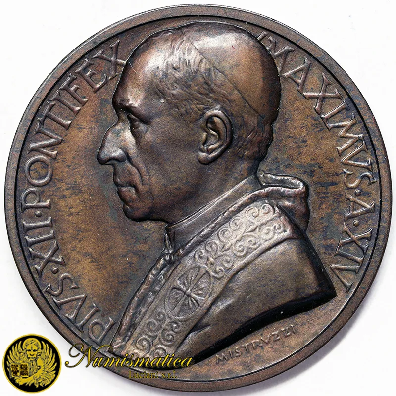 Medaglia Pio XII Anno XIV 1952 Rinvenimento Sepolcro di San Pietro Opus Aurelio Mistruzzi Ø 44 mm Bronzo 32,23 gr Rara #MD1624