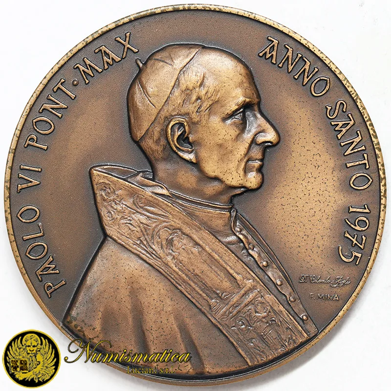 MEDAGLIA  PAOLO VI ANNO SANTO 1975  RICONCILIAZIONE opus F. Mina Ø 51 mm Bronzo 64,25 gr #32