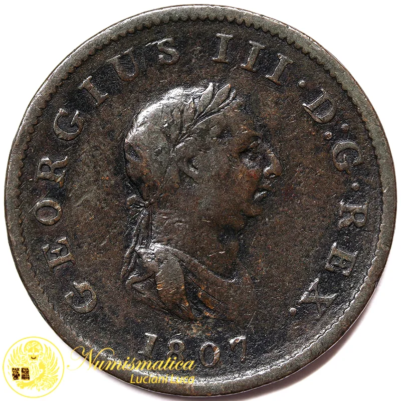 GRAN BRETAGNA 1/2 PENNY 1807 Giorgio III #5226