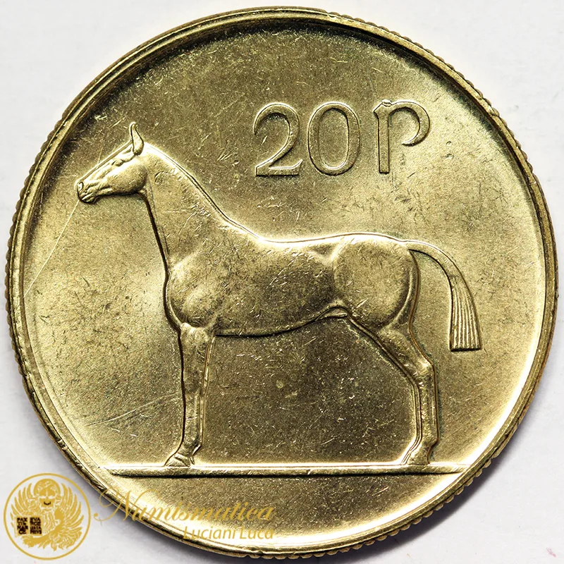 IRLANDA 20 Pence 1994 cavallo ottone nichelato #5232