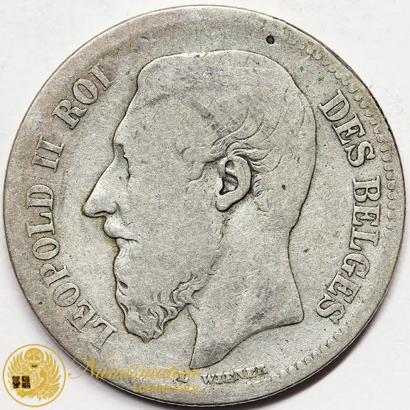 BELGIO 2 FRANCHI 1867 ALBERTO II argento #5238