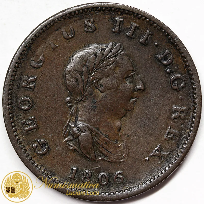 GRAN BRETAGNA 1/2 PENNY 1806 Giorgio III #5263