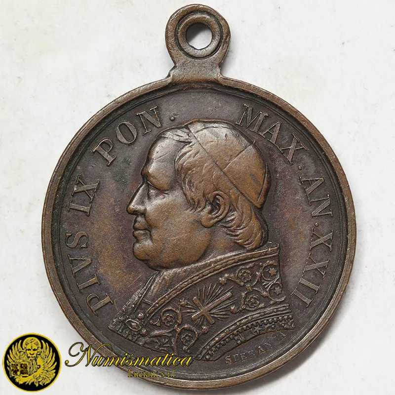 Medaglia PIO IX Anno XXII SS. PIETRO E PAOLO Ø 24,5 mm Bronzo 6,65 gr #196
