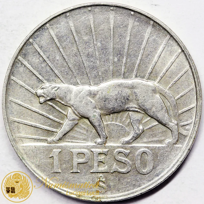 URUGUAY 1 PESO 1942 PUMA ARGENTO Spl #5287