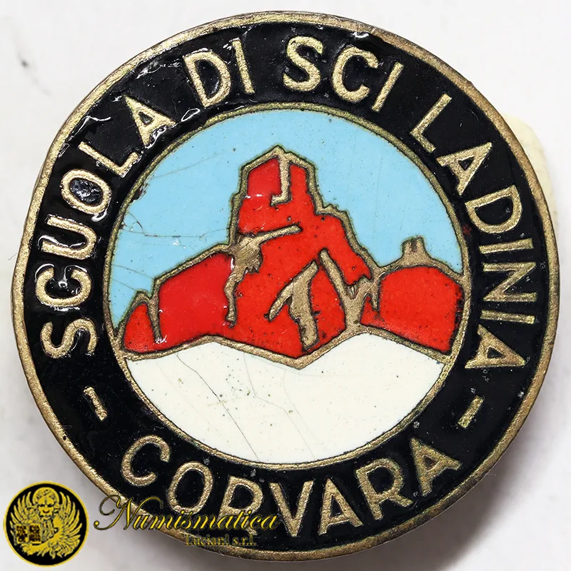 spilla SCUOLA DI SCI LADINIA CORVARA con smalti #443