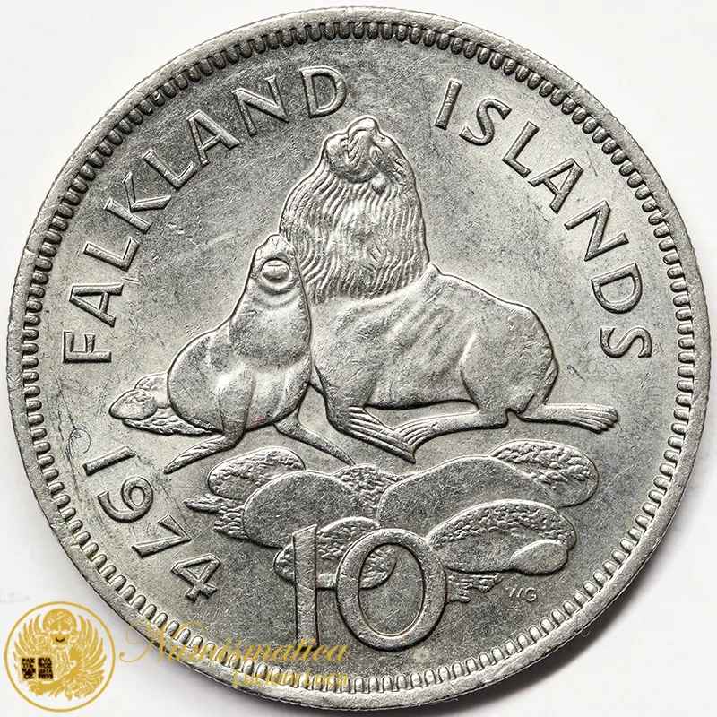 ISOLE FALKLAND 10 Pence 1974 #5347