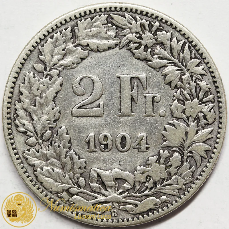 SVIZZERA 2 FRANCHI 1904 B ARGENTO #5378