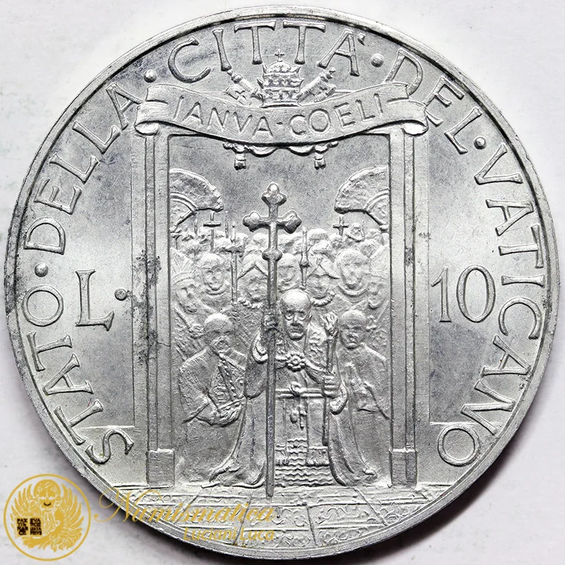 VATICANO 10 Lire 1950 PIO XII Spl #5522