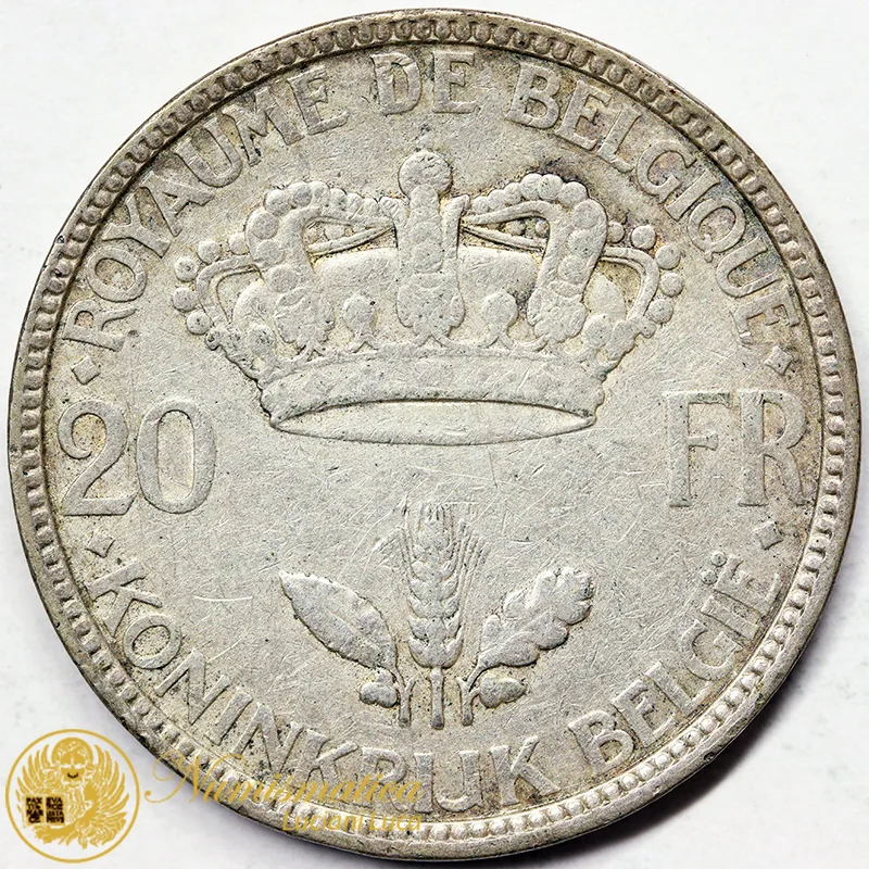 BELGIO 20 FRANCHI 1935 Leopoldo III ARGENTO BB #5542