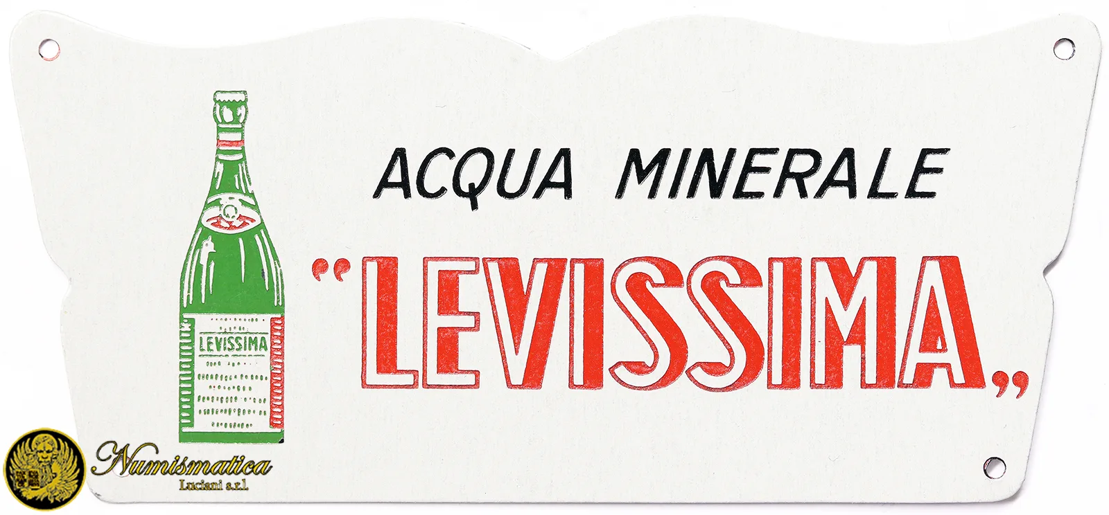 Targhetta Pubblicitaria Acqua Minerale Levissima 85×39 mm alluminio #MDS27