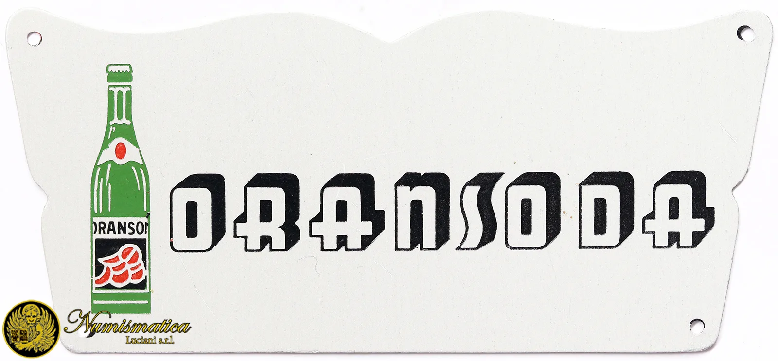 Targhetta Pubblicitaria bibita ORANSODA 85×39 mm alluminio #MDS28