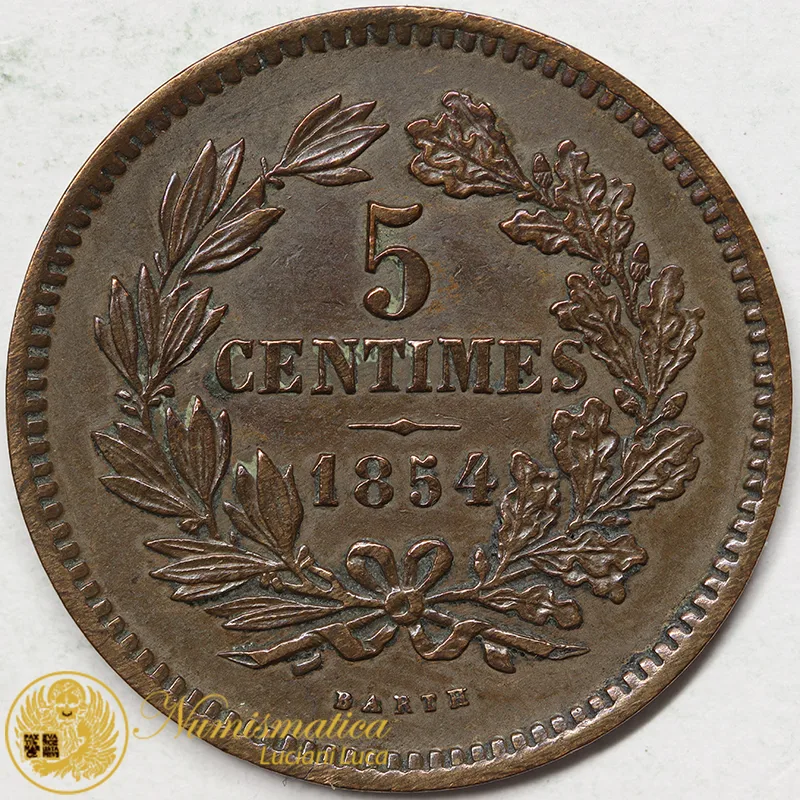 LUSSEMBURGO 5 CENTIMES 1854 KM#22.1 #5723