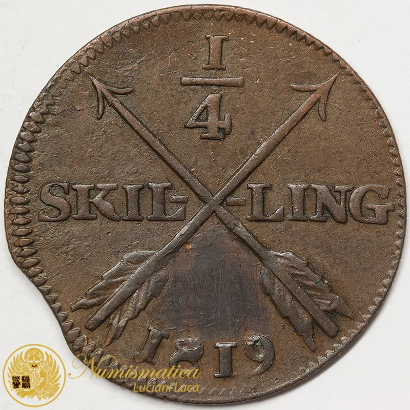 SVEZIA 1/4 SKILLING 1819 CARL XIV JOHAN #5739