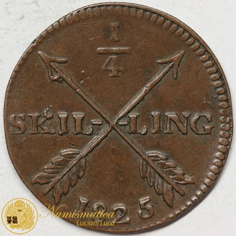 SVEZIA 1/4 SKILLING 1825 CARL XIV JOHAN #5762