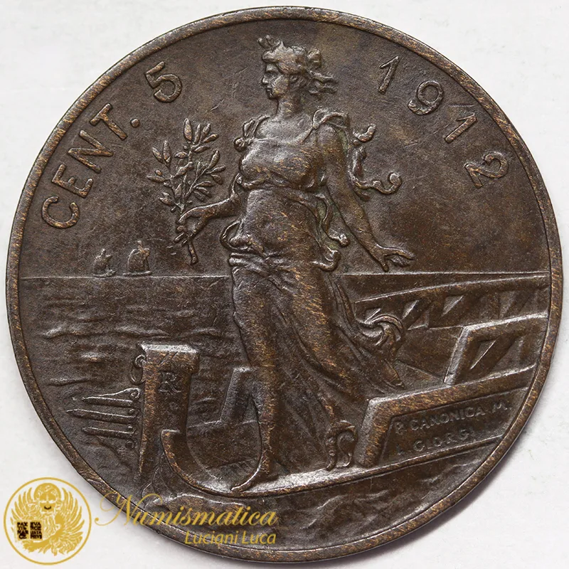 VITTORIO EMANUELE III 5 CENTESIMI 1912 Italia su Prora BB+ #5629