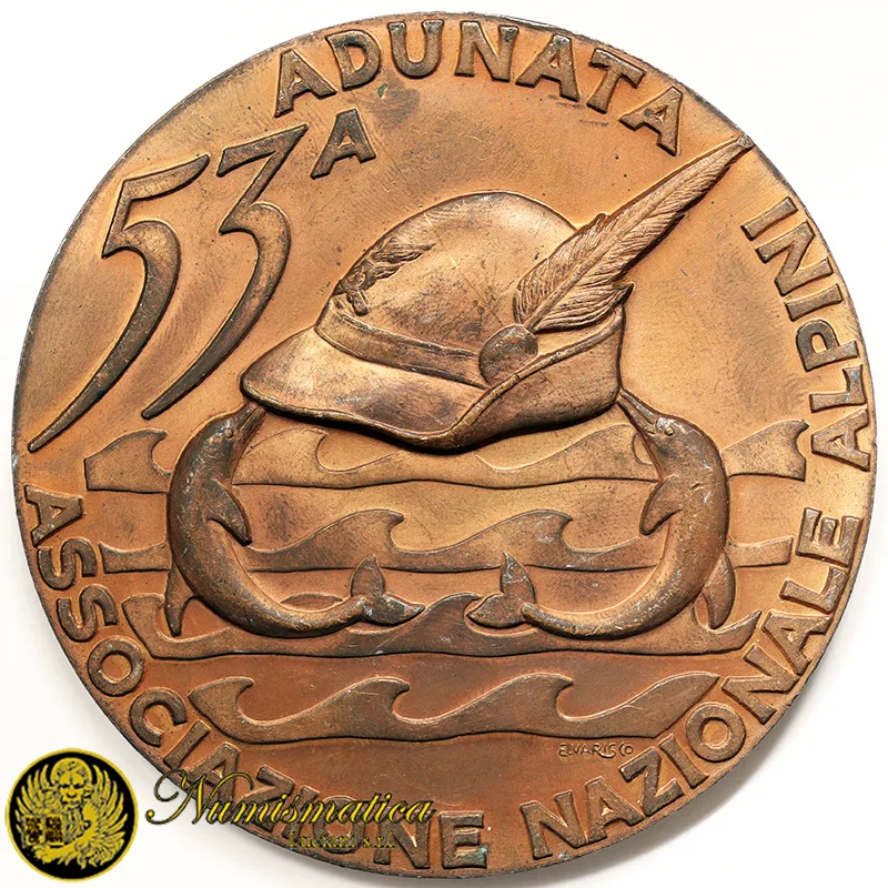 Grande Medaglia Alpini 53^ Adunata Genova 1980 Ø 80 mm #PL499