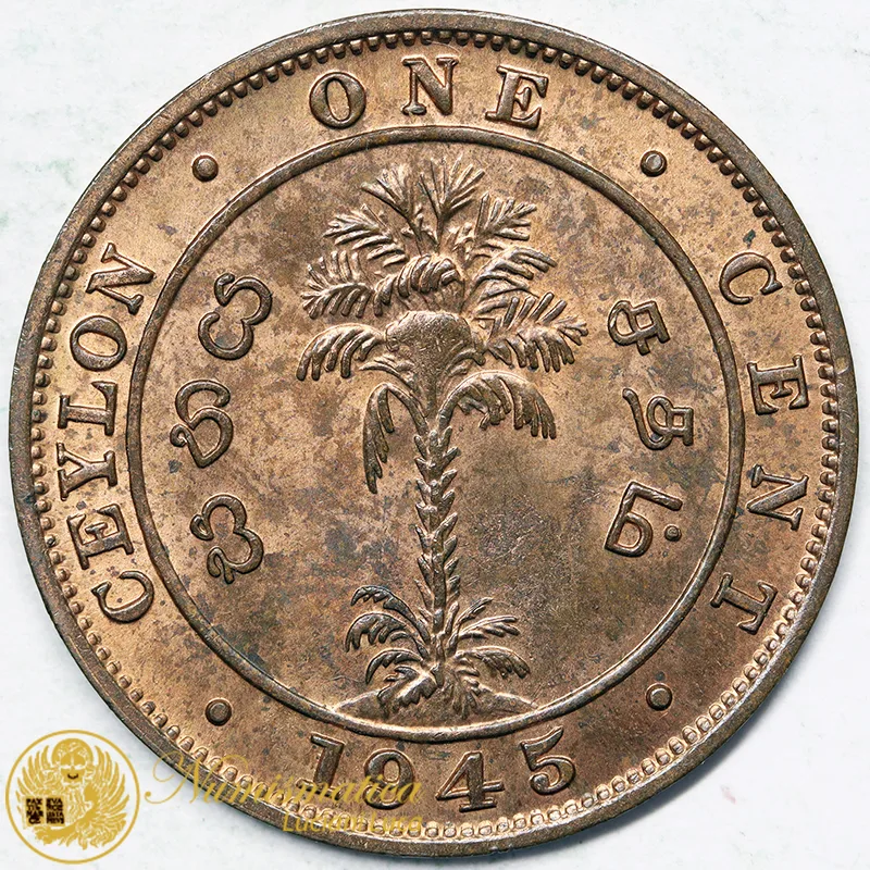 CEYLON 1 Cent 1945 Giorgio VI #5800