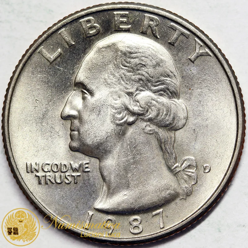 STATI UNITI 1/4 Dollaro 1987 D WASHINGTON nickel #5857