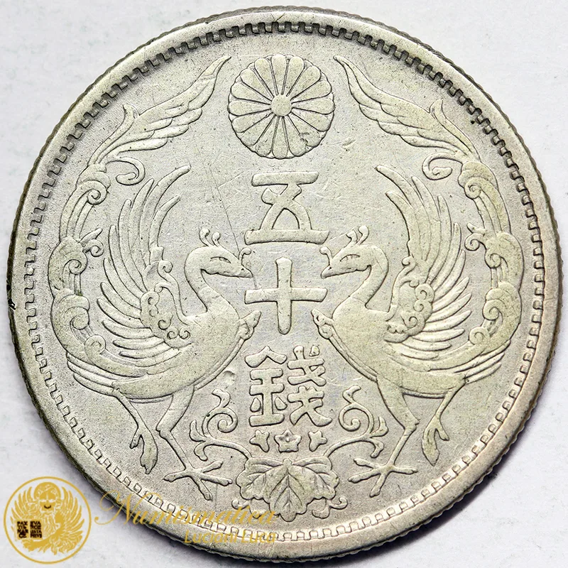 GIAPPONE 50 Sen 1929 (Yr.4 SHOWA) argento #5882