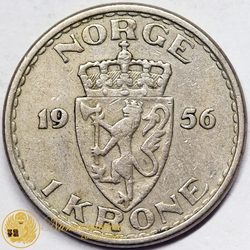NORVEGIA 1 Corona 1956 Haakon VII #5947