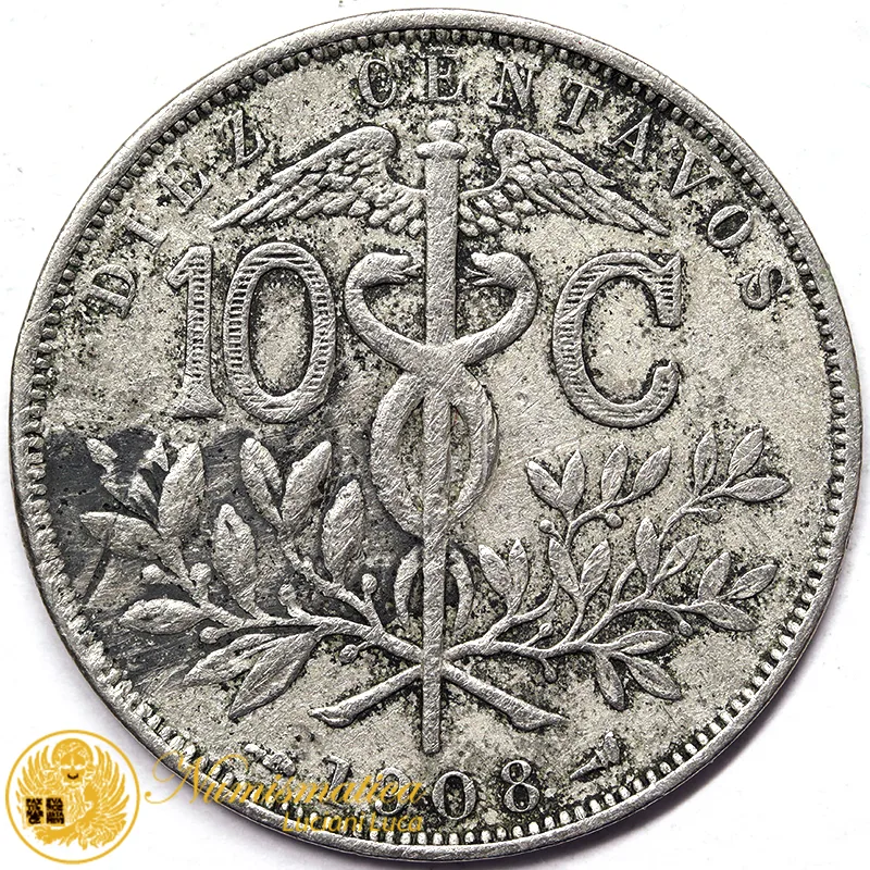 BOLIVIA 10 CENTAVOS 1908 #5950