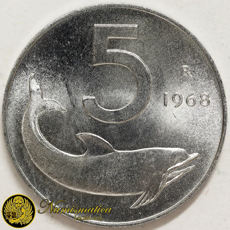 ITALIA 5 LIRE 1968 Fdc (da Rotolino) £54
