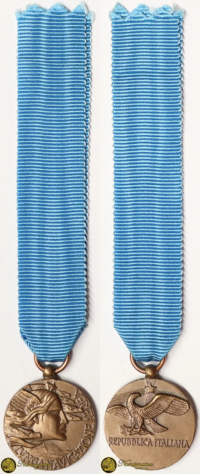 MEDAGLIA MIGNON CON NASTRO REPUBBLICA ITALIANA LUNGA NAVIGAZIONE AEREA #N91