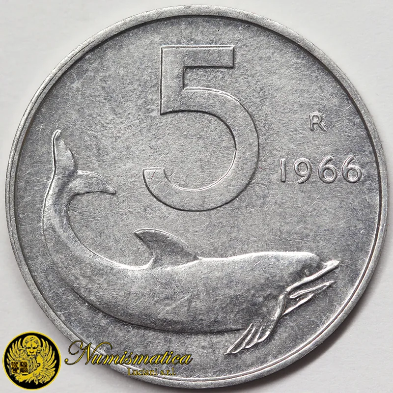 ITALIA 5 LIRE 1966 Fdc (da rotolino) £67