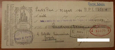 CASSA RISPARMIO MARCA TREVIGIANA CAMBIALE DA 450 LIRE PONTE DI PIAVE 1936 #F322